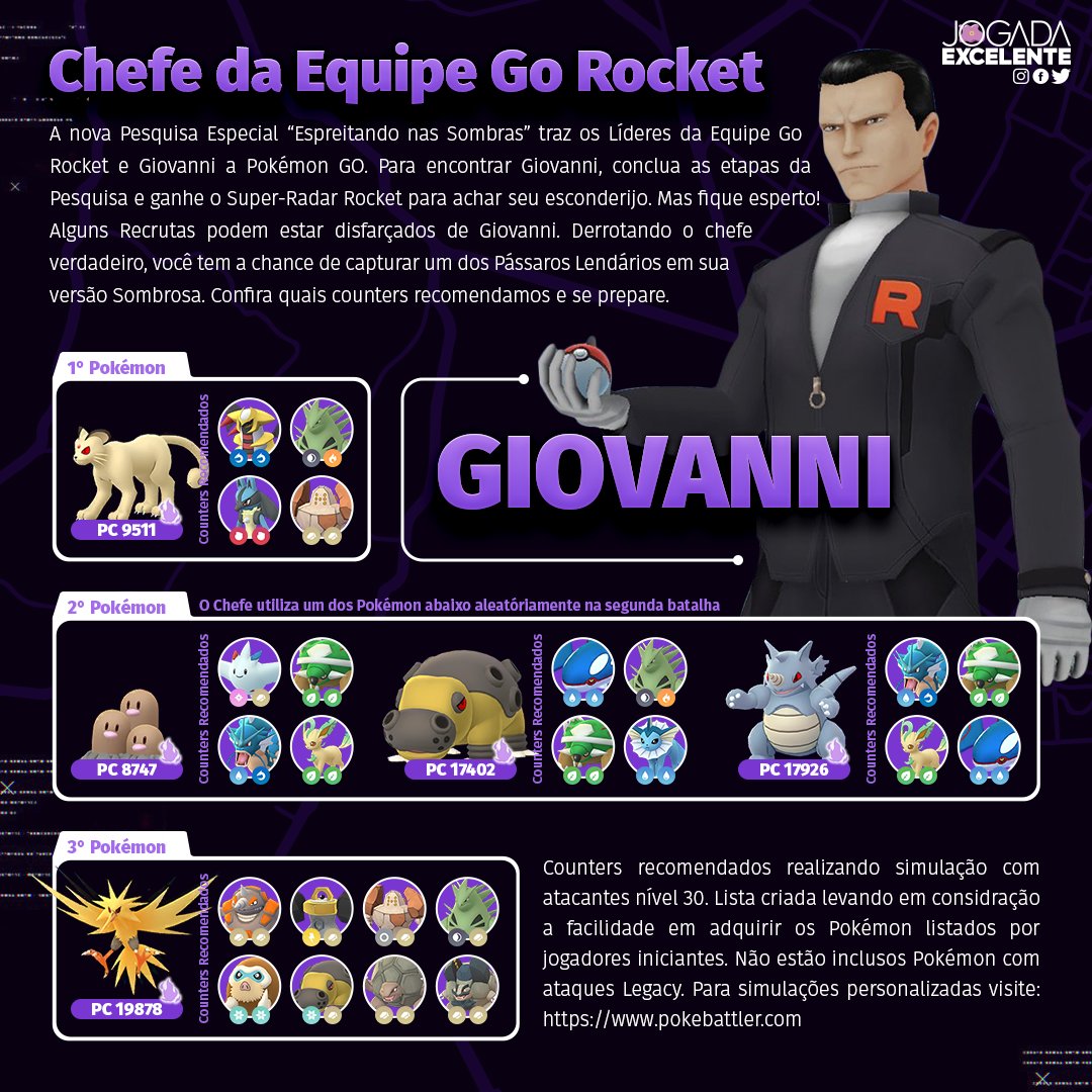 Pokémon GO recebe Líderes da Equipe Rocket para batalha