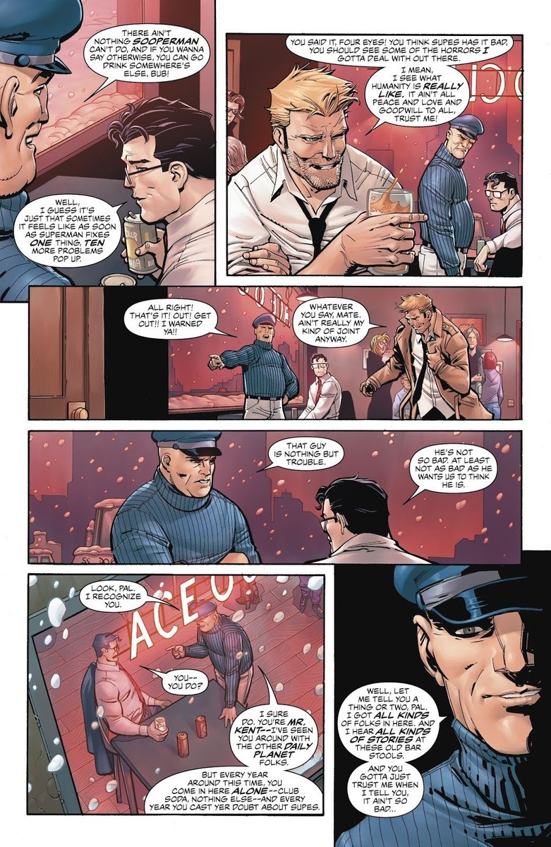 talkjohnc's tweet photo. ❝ He's not so bad. At least not as bad as he wants us to think he is. ❞

☃️❄️☃️ Constantine and Superman spend the holidays together in DC Holiday Special 2017. ☃️❄️☃️ https://t.co/Bl93m755uZ