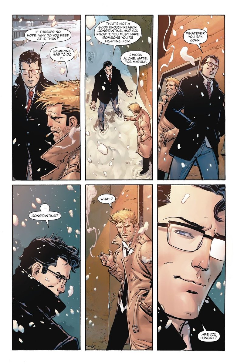 talkjohnc's tweet photo. ❝ He's not so bad. At least not as bad as he wants us to think he is. ❞

☃️❄️☃️ Constantine and Superman spend the holidays together in DC Holiday Special 2017. ☃️❄️☃️ https://t.co/Bl93m755uZ