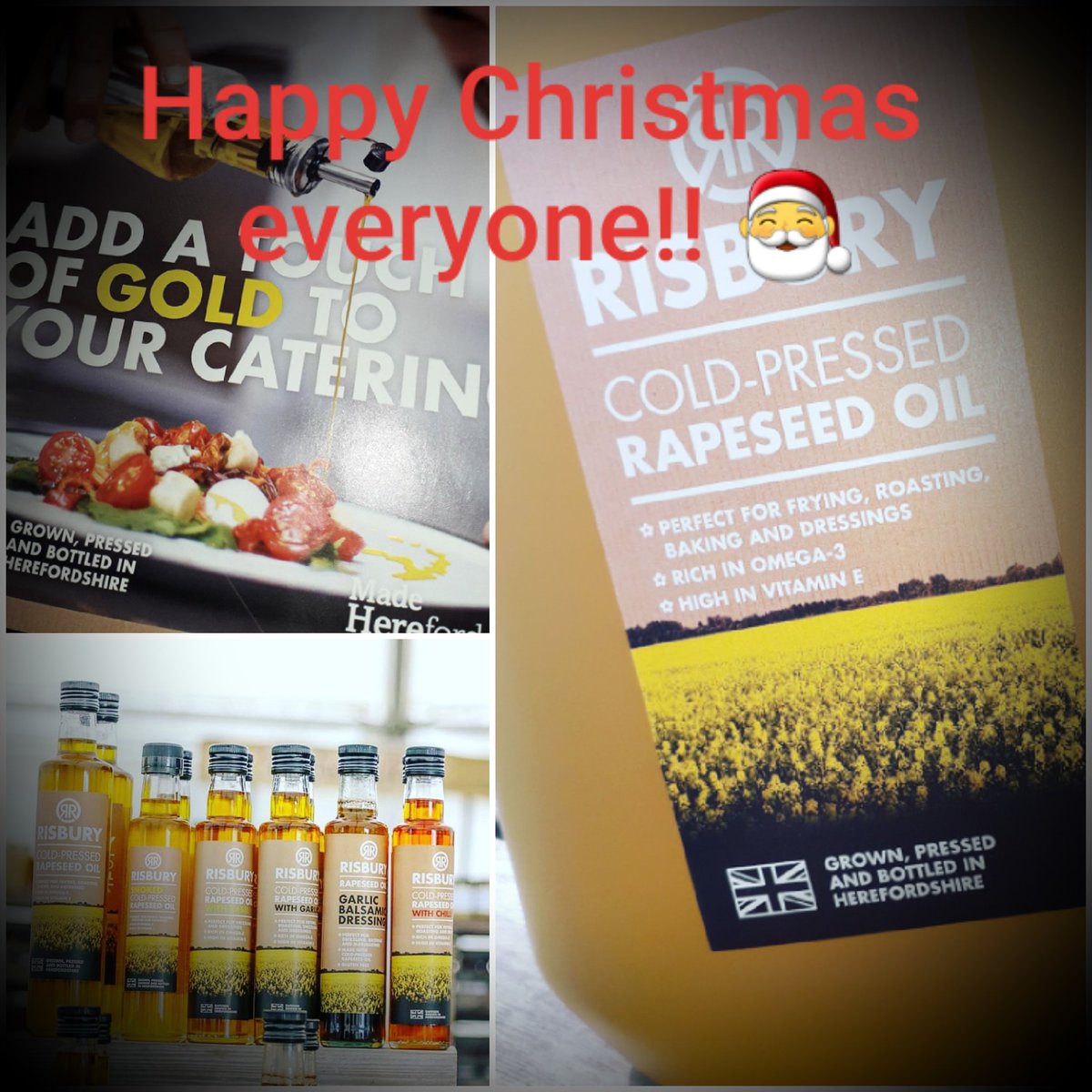 Happy Christmas everyone! Don't forget to use your #rapeseedoil tomorrow for the best roast potatoes EVER!!! #risburyrapeseedoil #itstomorrow #OneMoreSleep #bestoil #highsmokepoint #herefordshire