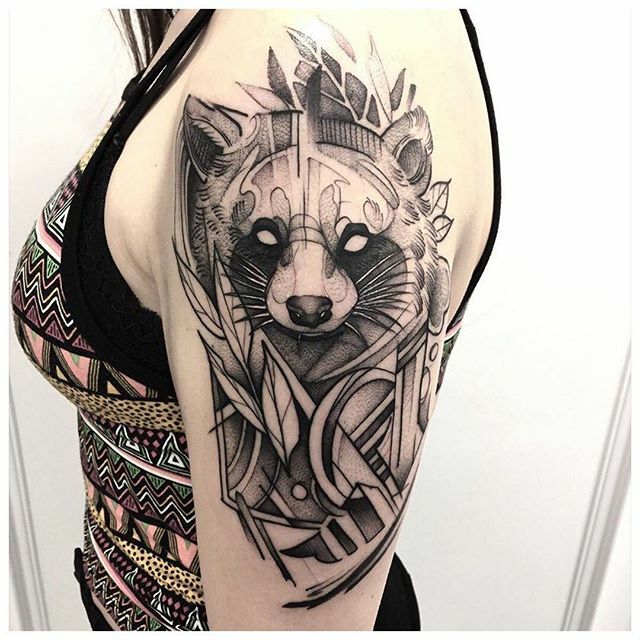 Lil cute raccoon tattoo done by me Feel free to give opinions   rTattooDesigns