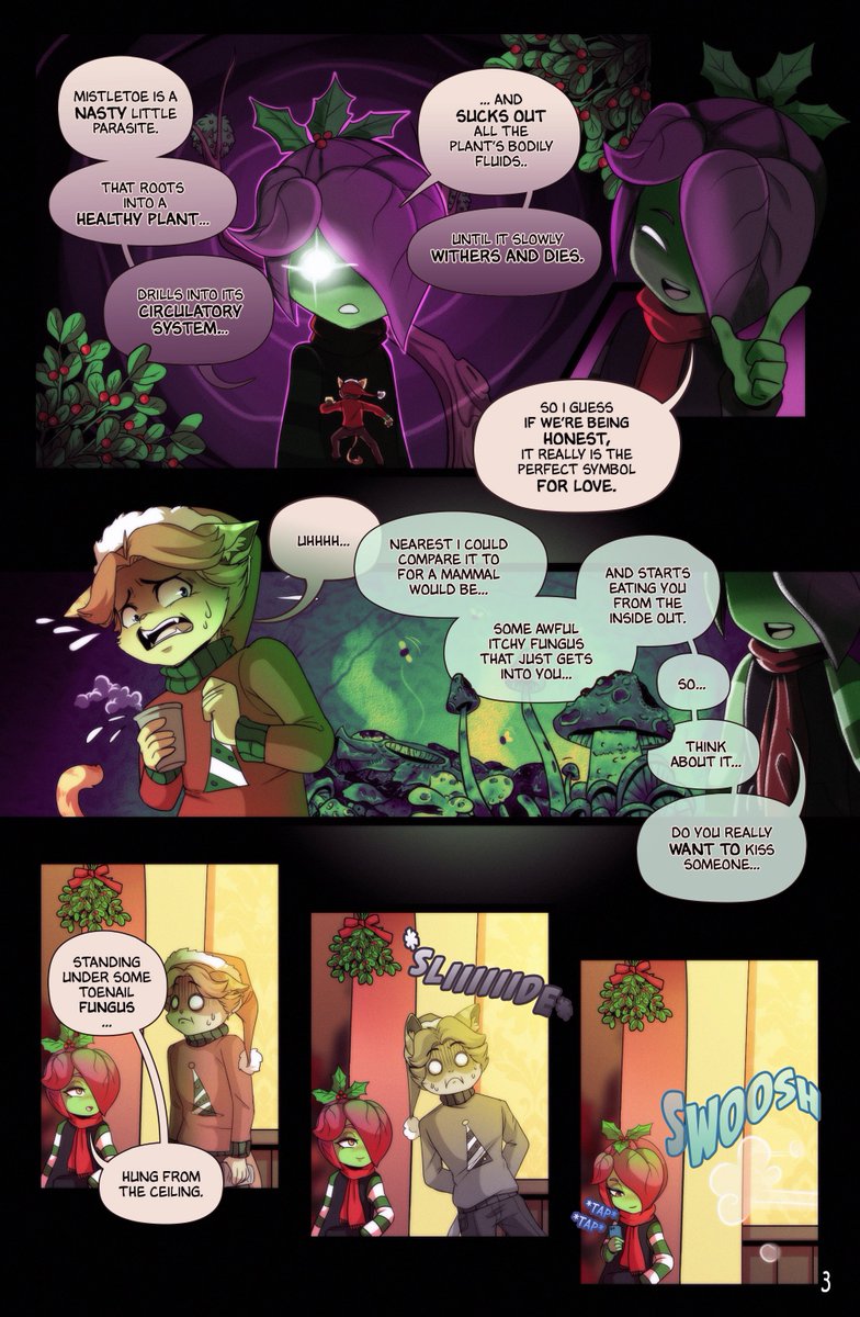 AgeofArcadia's tweet photo. Merry Christmas and Happy Holidays!

(This is why we don't do office parties.)

René tries his luck with Flora at the team Holiday Party. 

It goes about as well as you might expect.

#comic #webcomic #art #illustration #ageofarcadia #Christmas #ChristmasEve #Holidays #Holidaze https://t.co/H4CNJaXszg
