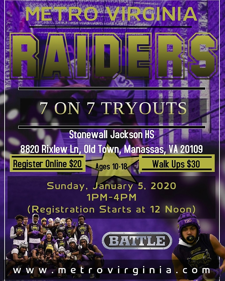 Sign ups have already started!! Go online to register. National and Regional 7v7 teams will be for ages 10- 18yrs of age.

metrovirginia.com