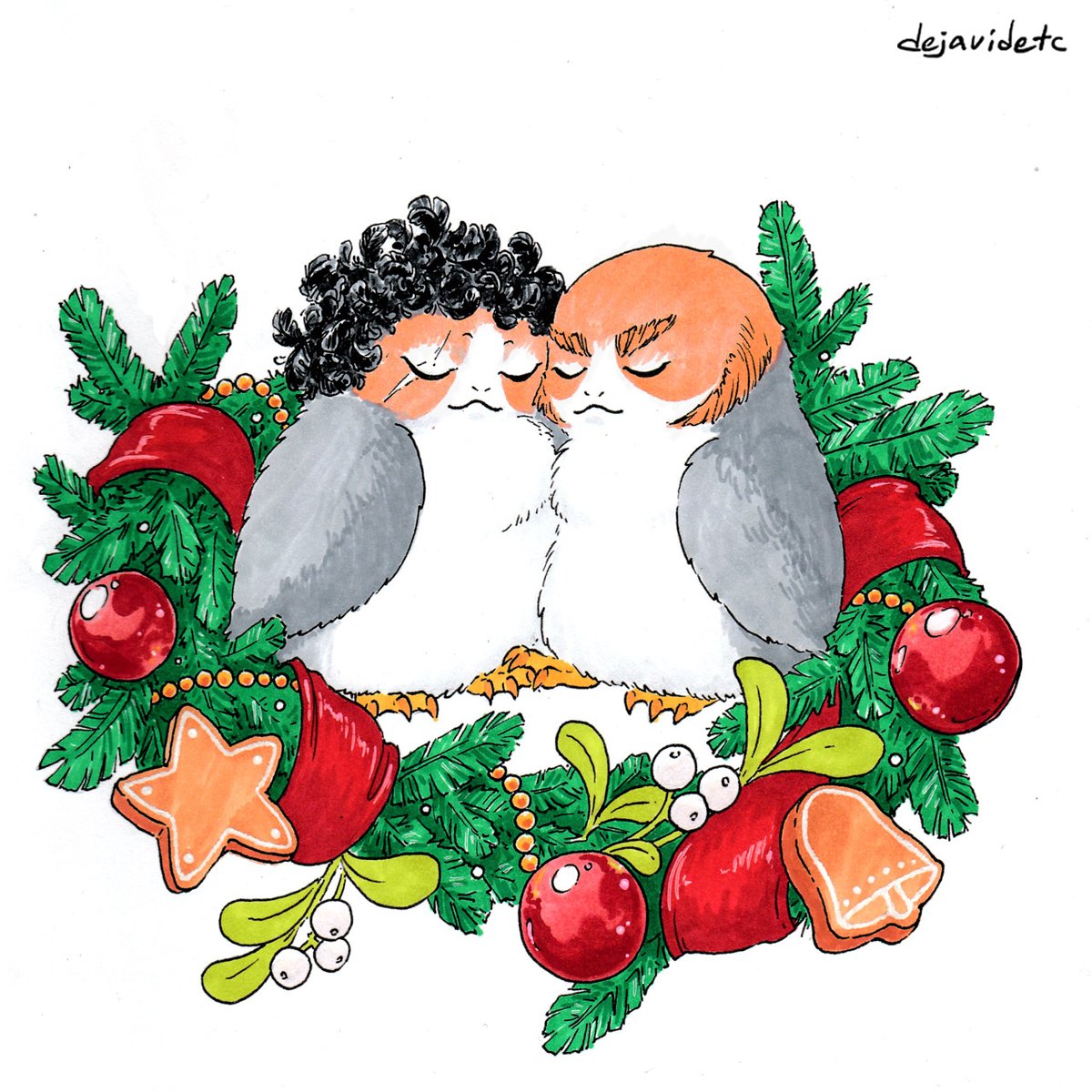 dejavidetc's tweet image. Merry Christmas!

commission for @Yananiris🎄♥️🥰
#porg #StarWars #traditionalart #KyloRen #kylux