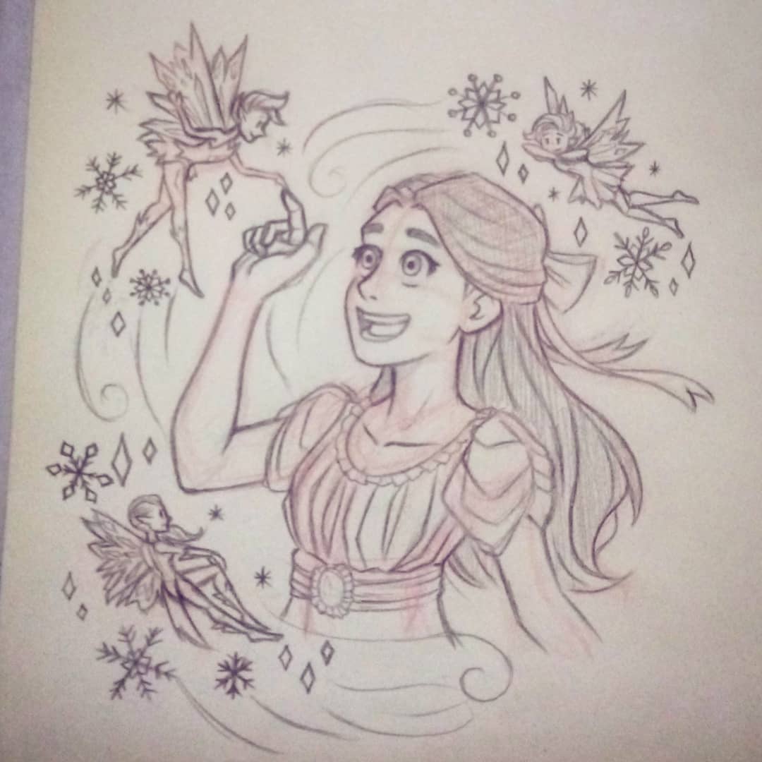 SkyTrq27's tweet image. Un pequeño dibujo por navidad de mi cuento favorito de la época "el cascanueces"❤, clara y las hadas de la nieve #thenutcraker #ballet #christmas