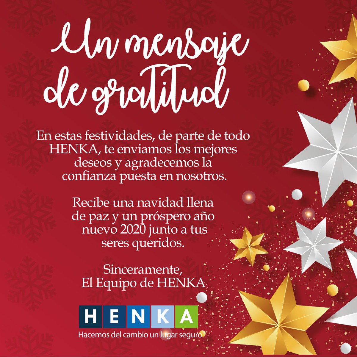 HenkaConsulting's tweet photo. En estas fechas tan especiales, recibe los mejores deseos de parte de todo el equipo de HENKA. ¡Feliz navidad! ✨✨ https://t.co/WlPftqbsSu