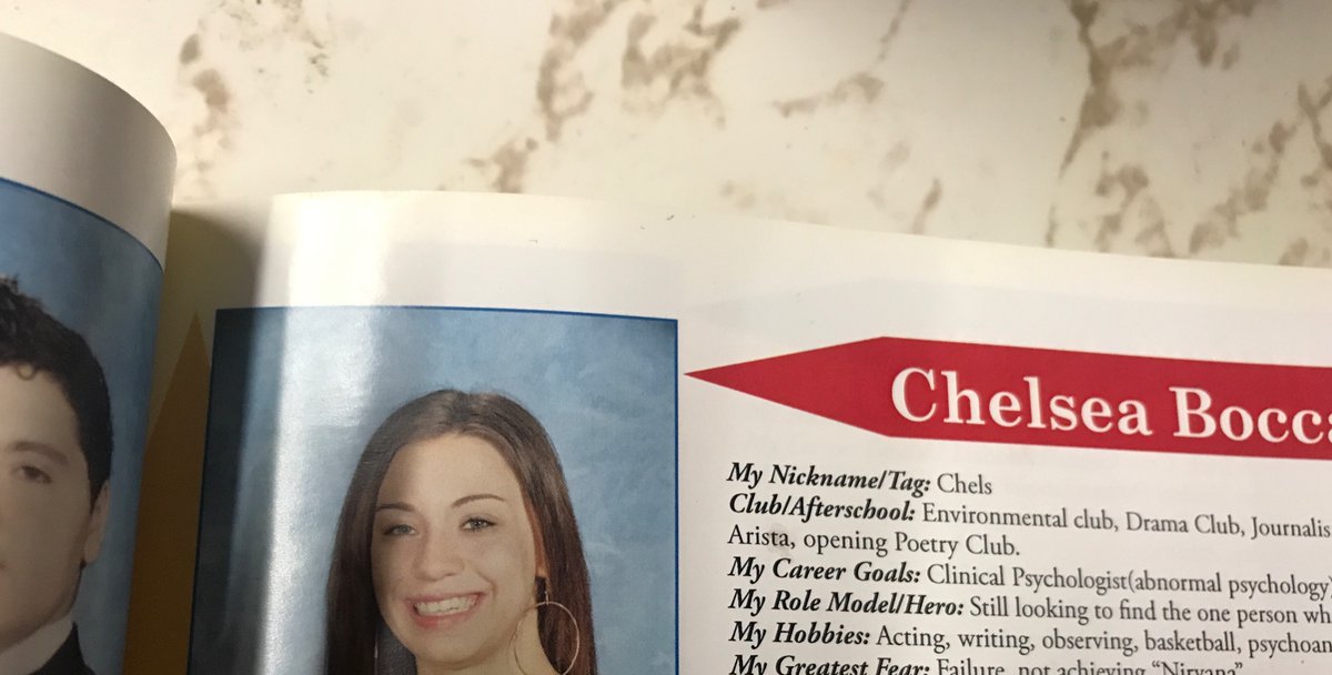 ChelseaBoccagno's tweet image. Being home for the holidays means looking through yearbooks. It still gets me that in high school the career goal I listed was clinical psychology. How boring! &amp;amp; lovely &amp;amp; meaningful :).
Not surprised, though, that I won both funniest &amp;amp; most stressed out ;) #spuriouscorrelation?