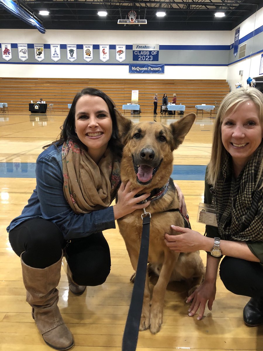 Community Liaisons, Jessica and Cheryl get the opportunity to meet a couple therapy dogs from Paws 4 Love Reno at the Washoe County School District Behavioral Health Fair.