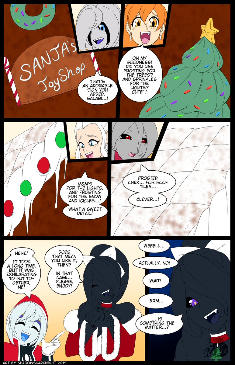 Happy Xmas Day to all of ya! Well almost!

Made a comic of a what-if scene of Salabi & Lichi making a treat for some characters just as a sweet deed. I was gonna use only my own OCs... but it was more fun involving OCs from my friends.

Poor Salabi, all that hard work... <:'D 