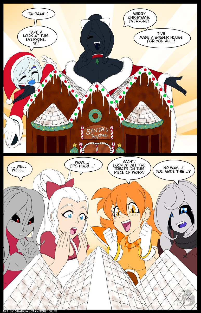 Happy Xmas Day to all of ya! Well almost!

Made a comic of a what-if scene of Salabi &amp; Lichi making a treat for some characters just as a sweet deed. I was gonna use only my own OCs... but it was more fun involving OCs from my friends.

Poor Salabi, all that hard work... <:'D 