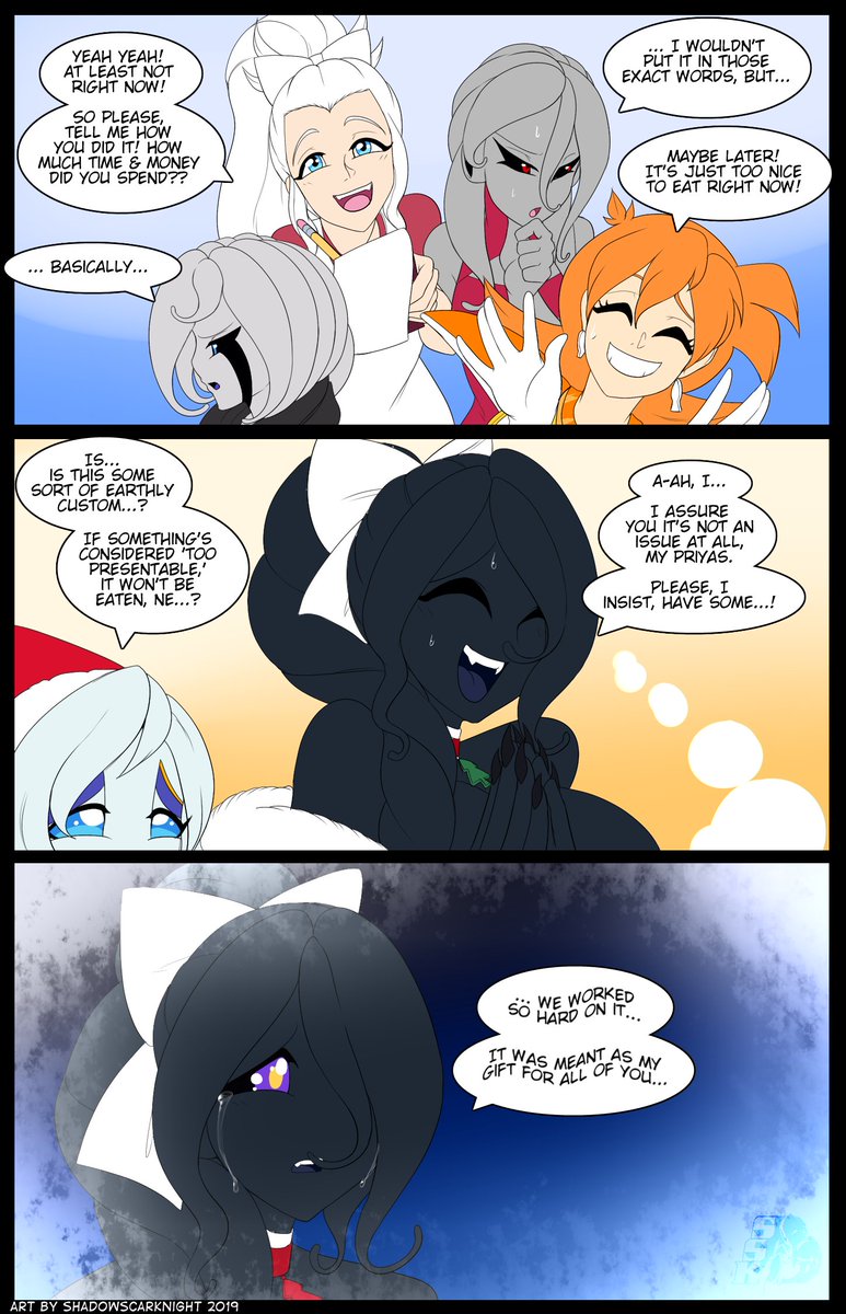Happy Xmas Day to all of ya! Well almost!

Made a comic of a what-if scene of Salabi & Lichi making a treat for some characters just as a sweet deed. I was gonna use only my own OCs... but it was more fun involving OCs from my friends.

Poor Salabi, all that hard work... <:'D 