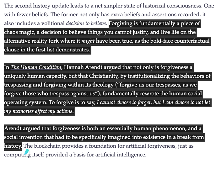 14. So let's say Jesus is the offspring of Horus, and Mithra, and Dionysus and Krishna et al. What was special about him?The heart of it - and one thing I hope we think about this Christmas is the CHAOS MAGICK OF FORGIVENESS!!!via  @vgr on blockchains https://www.ribbonfarm.com/2017/05/25/blockchains-never-forget/