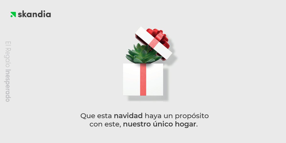 SkandiaCol's tweet photo. #FelizNavidad #ElRegaloInesperado Vivamos una navidad en la que el protagonista sea nuestro planeta. Cada acción, por pequeña que parezca, puede ser un gran aporte. https://t.co/WklQ19IanA