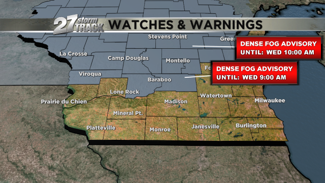 WKOW's tweet photo. Here is the latest map of DENSE FOG ADVISORIES for our area. Head to https://t.co/W6ncd2kID8 or tune to #WKOW. https://t.co/8969NZsmpz