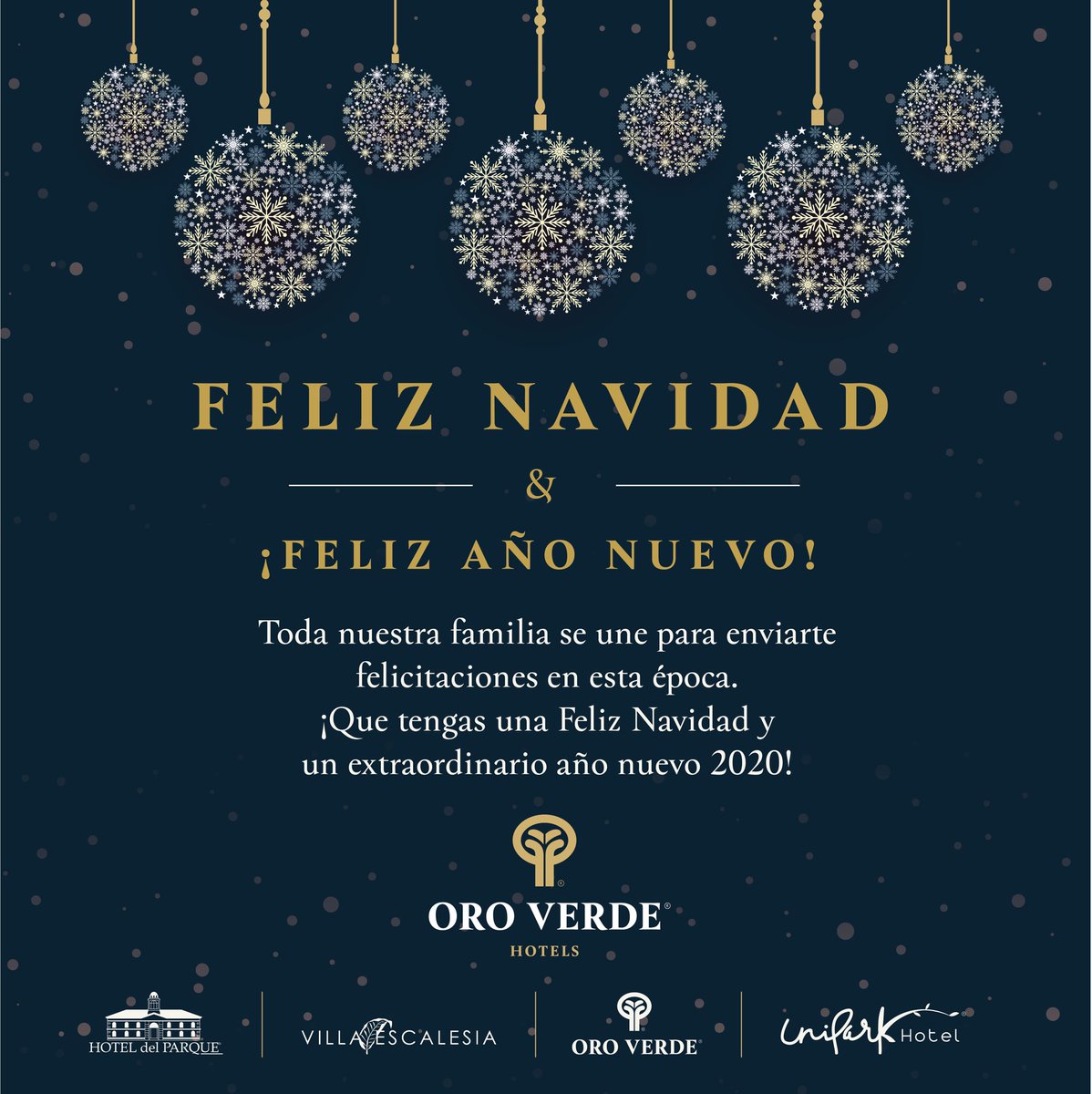 ¡Gracias por compartir tantas experiencias con nosotros!

Que tus fiestas estén repletas de deseos cumplidos y alegría.

¡Feliz navidad y feliz año nuevo!

#OroVerdeHotels
#HotelUnipark
#HotelDelParque
#VillaEscalesia
#FelizNavidad
#FelizAñoNuevo