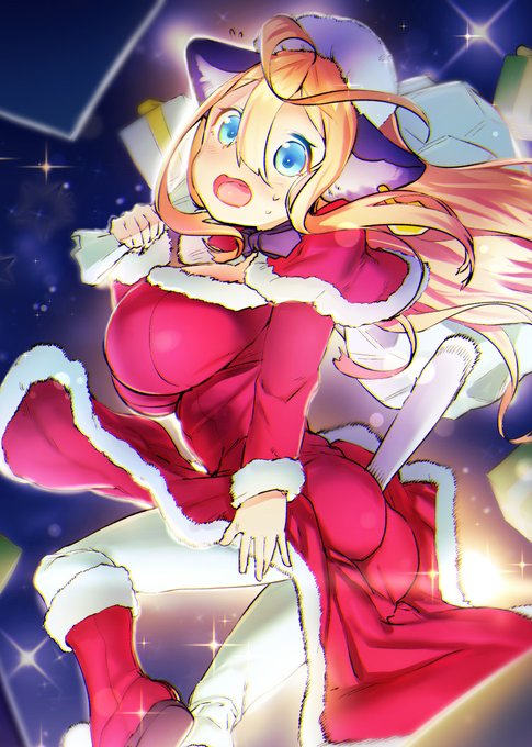 クリスマスか、昔描いたネコメイドちゃんサンタ置いておきますね。 
