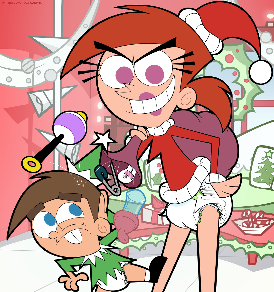 X-Mas Timmy and Vicky #diaper #fairly_oddparents #vicky #timmy_turner https...