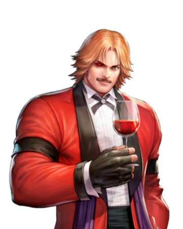 RUGAL BERNSTEINAge: ???Country: ???Team: N/A or Villains TeamOrigins: KOF '94a powerful arms dealer and the benefactor who hosts the first king of fighters tournament. he believes himself to be a godlike figure, and he's an utter sadist. rugal hates to lose above all else.