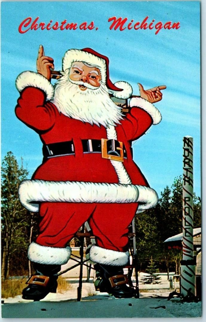 MichiganHist's tweet photo. Giant Santa at Christmas MI in #AlgerCounty - ca. 1960s (ebay) https://t.co/Muj2ZfDSdB