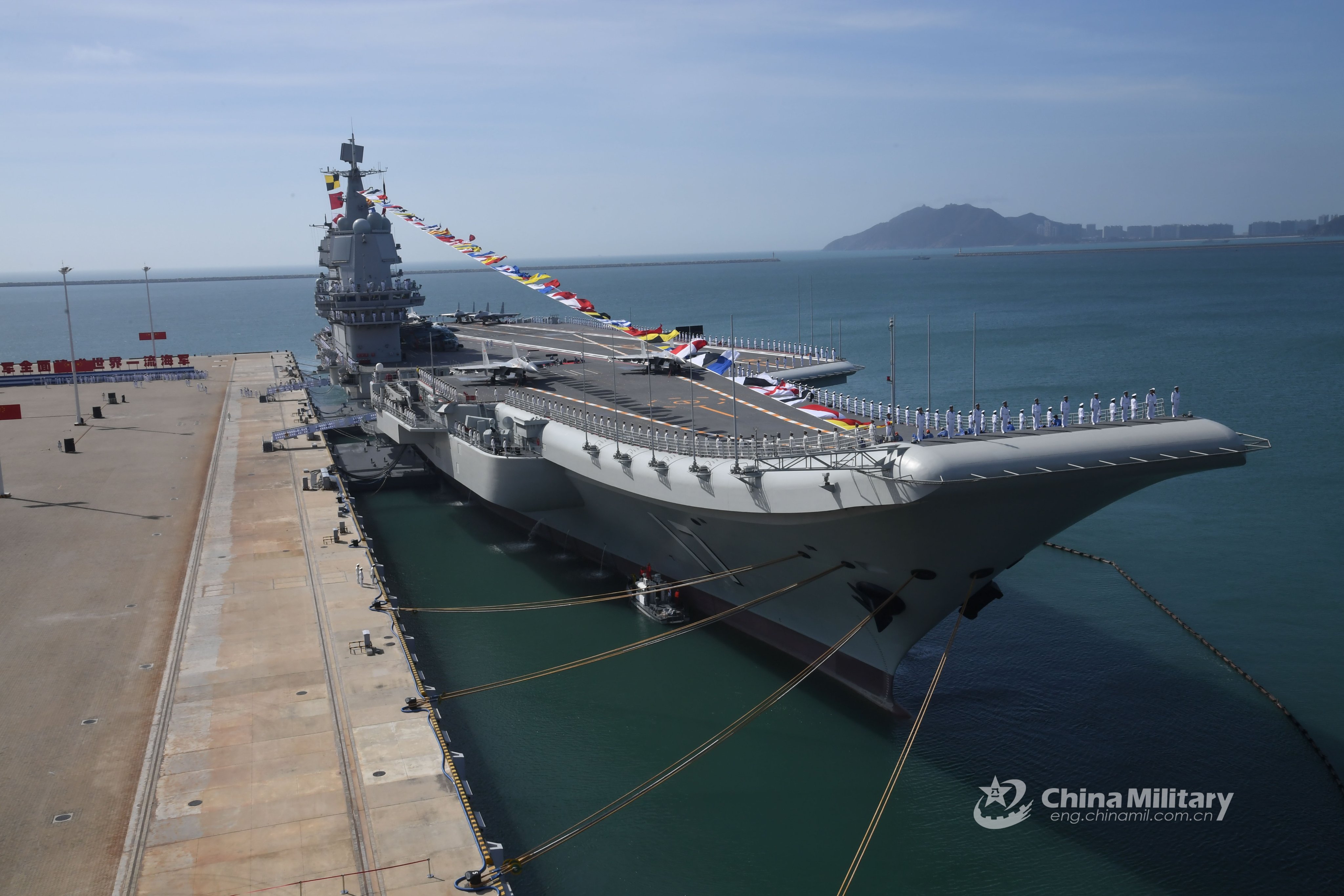 Rupprecht_A on Twitter: "New images of the PLAN aircraft carrier 'Shandong' (CV-17) appeared at her naval port in Sanya during or after the official commissioning on 17th December 2019. (Images by Feng