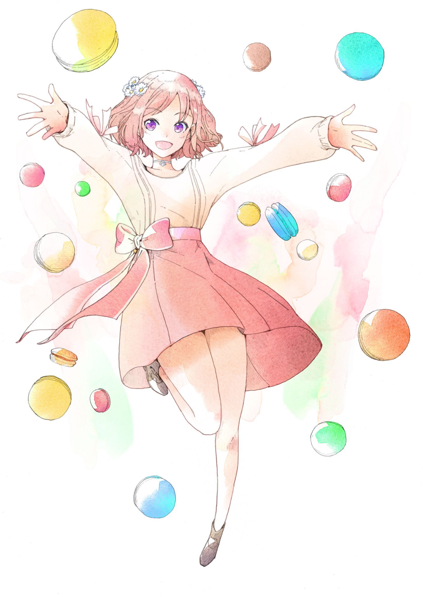 柾 花音 24日時youtube配信 待ちきれなかったので私服イラストを公開しちゃいますっ ゆるふわカールにお花にチョーカー ふふふとっても可愛いでしょー 素敵すぎるイラストは真夏さん K Manatu に描いて頂きました 本当に