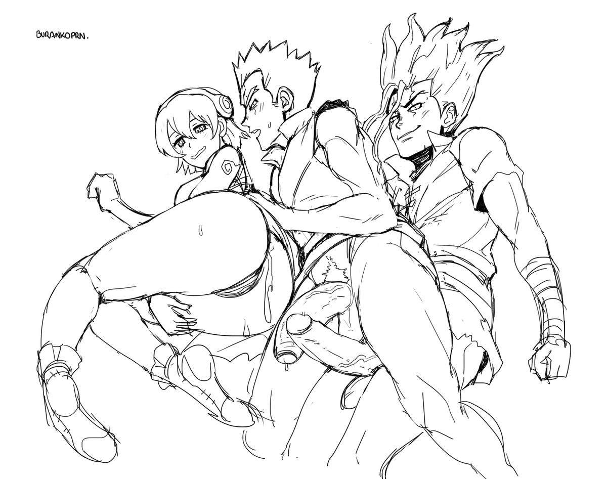 BFF Trio sketch from Dr.Stone Pack #nsfw #bisexual #r18.