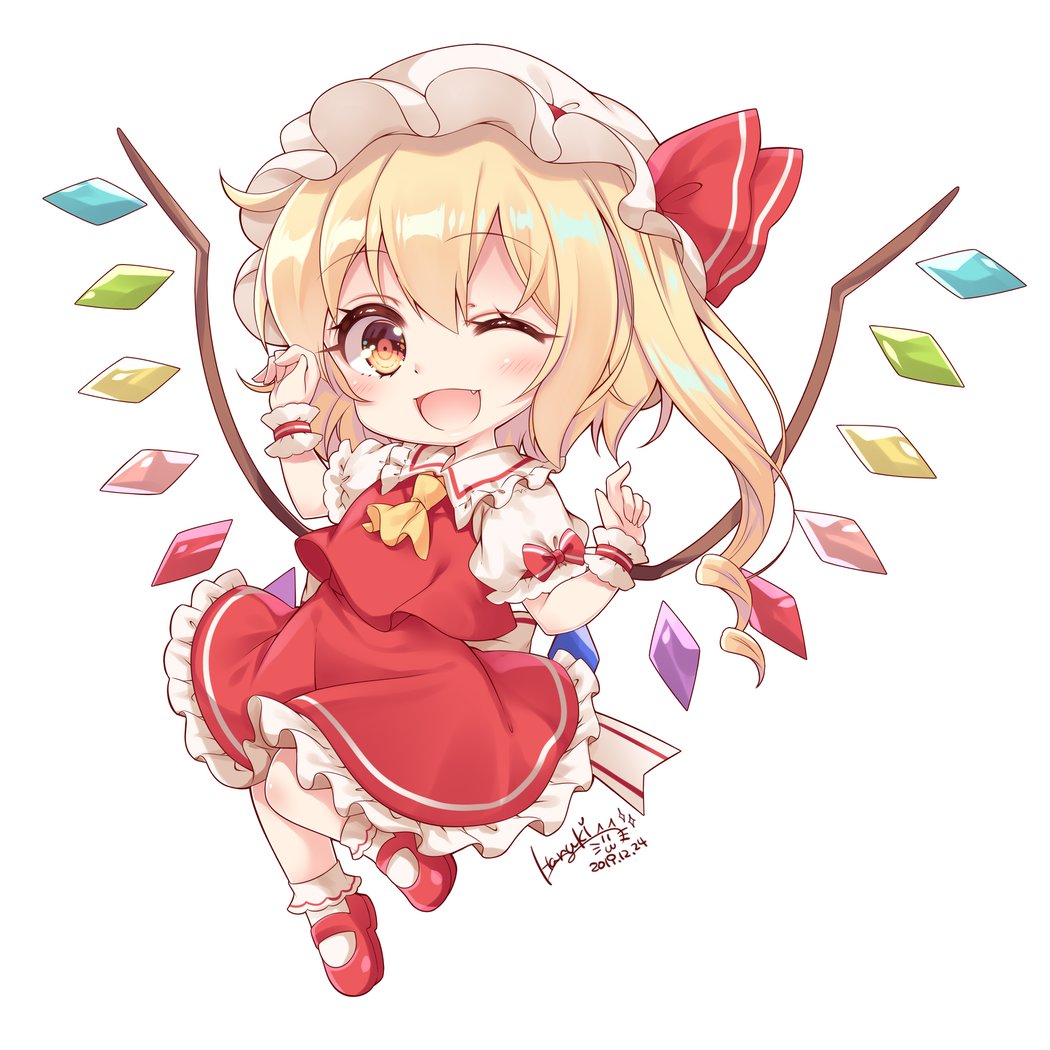 フランドール・スカーレット 「可愛く出来たゾォ!!
(支援者様用グッズのイラストになります) 」|華賀春樹@春例 * え39ab | skebご依頼多数のため一時休止中のイラスト