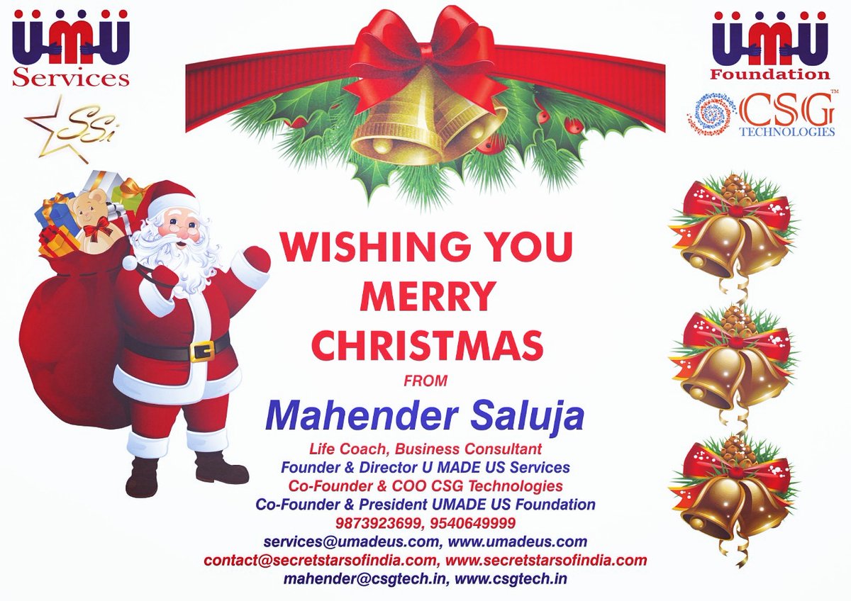 MahenderSaluja's tweet photo. Praise the Lord, you are the King and almighty saviour.
Wishing you All "Merry Christmas"
#MerryXmas #merrychristmas #festival #mahendersaluja #lifecoach #businesscoach #umadeus #umadeusservices #umadeusfoundation
#secretstarsofindia #csgtechnologies #csgtech https://t.co/8miGz0zW9v