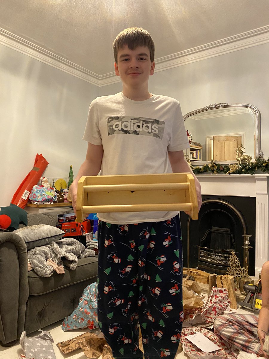 My talented son made me a towel rack for Christmas. He wants train to be a Carpenter but unfortunately there are no courses with support for children with Speech and Language Disorders in Surrey #MerryChristmas #Autism #Differentlyable