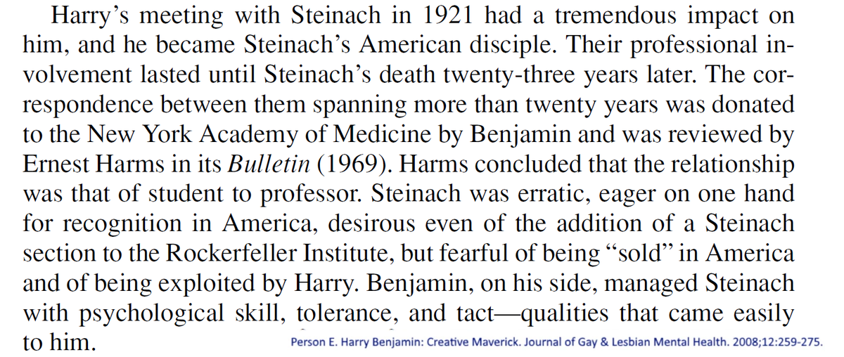More about the Steinach operations, Benjamin and Steinach