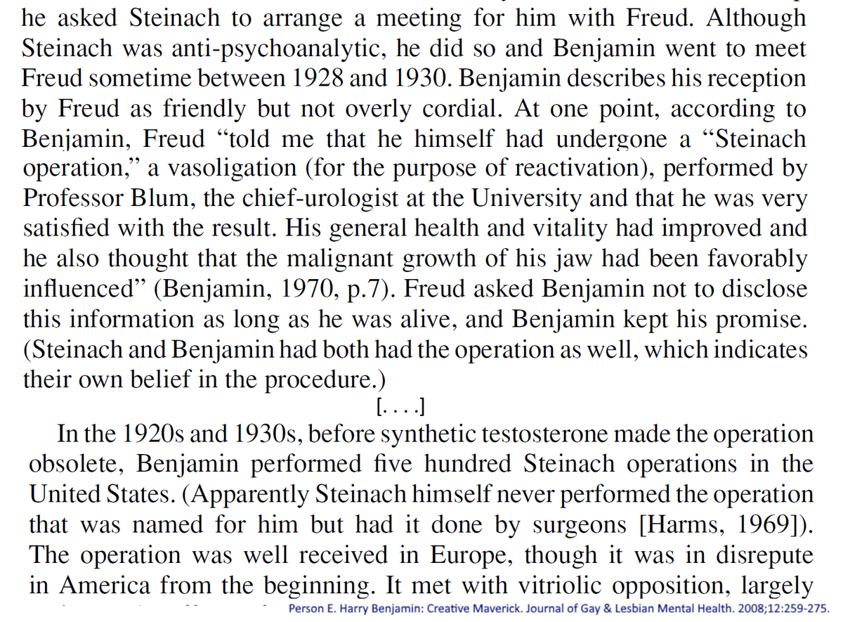 More about the Steinach operations, Benjamin and Steinach