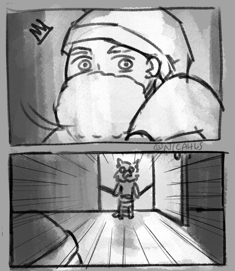 nicahls's tweet photo. baby inosuke and the christmas intruder, a bad comic https://t.co/H9EwL1SSrQ