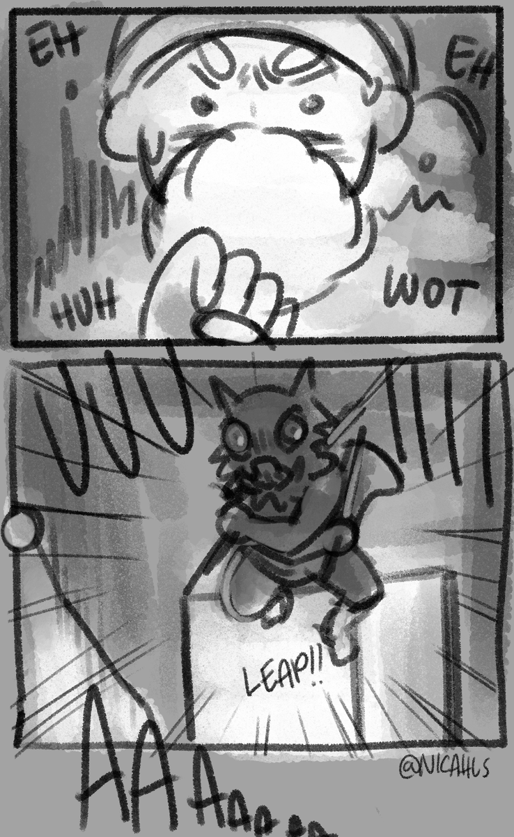 nicahls's tweet photo. baby inosuke and the christmas intruder, a bad comic https://t.co/H9EwL1SSrQ
