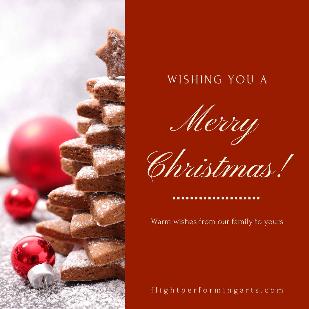 FlightStudio's tweet photo. Merry Christmas from the Flight Performing Arts family to yours! May you feel peace, love, and joy this holiday season. 
.
.
#merrychristmas #happyholidays #singactdancebelong #performingarts #education #performingartseducation #flightperformingarts #ithaca #downtownithaca https://t.co/mVU0pA65lF