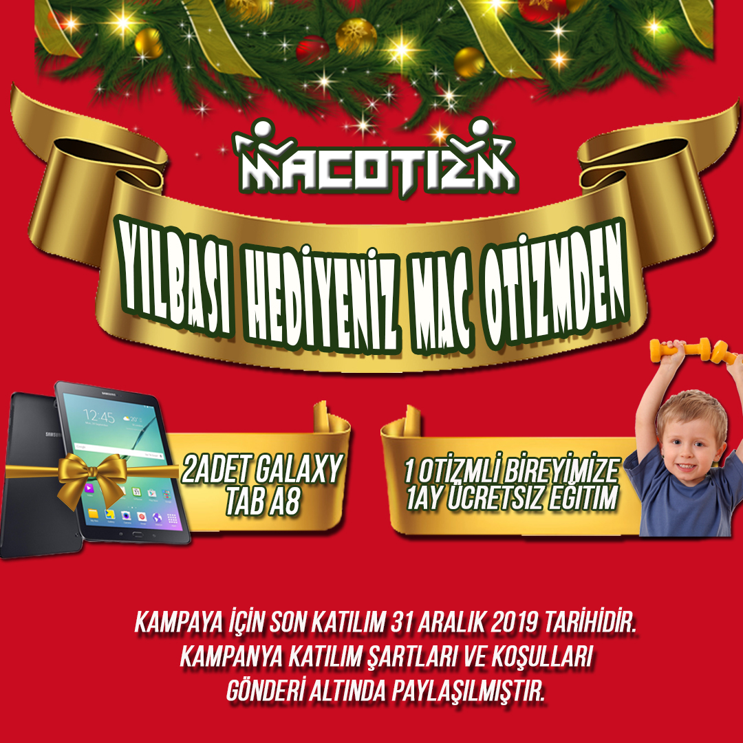 Yeni yıl hediyeniz Macotizmden !!
2 adet samsung galaxy tab a8 ve 1 otizmli bireye ücretsiz eğitim!!! Ayrıntılı bilgi için ınstagram sayfamızı ziyaret edin👉macotizm 
#otizm #farkındayız #yeniyıl #Noel