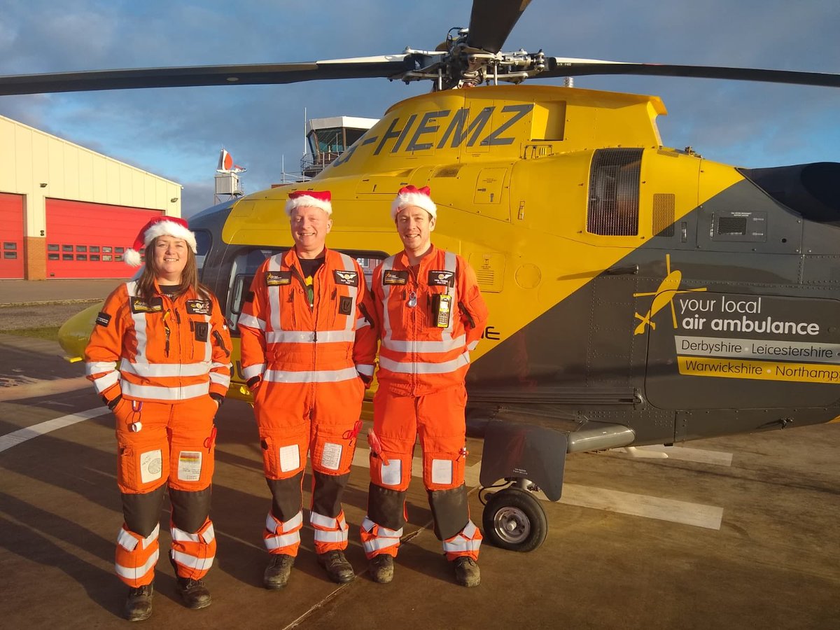 Merry Christmas from our #HEMS day crew-we hope you all have a fantastic day 🎁🍾🎄🎉🥂#notsantassleigh #HEMSchristmas #MerryChristmas2019