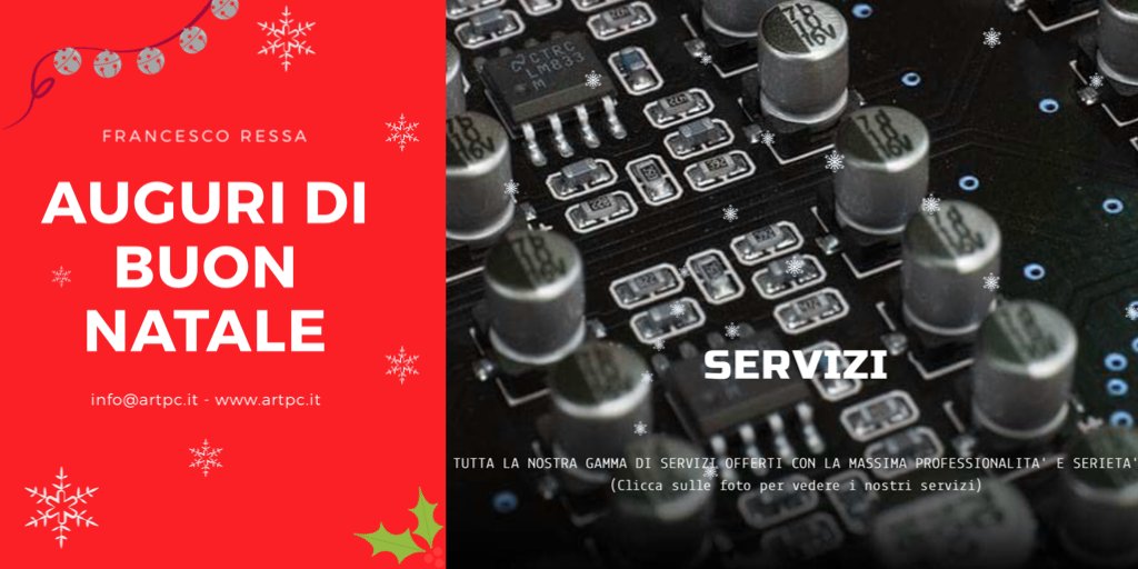 FrancescoRessa7's tweet photo. A Natale, le decorazioni rendono calorose le giornate.
Anche il sito web si puΓ² vestire con le decorazioni Natalizie.
Visita il sito https://t.co/wsBjtmGF4a o chiama al numero βοΈ3404730646!
#tecnologia #informatica #bit01 #marketing #artpc #graphicdesign #webmaster #sitoweb https://t.co/6V1QktcU1Y