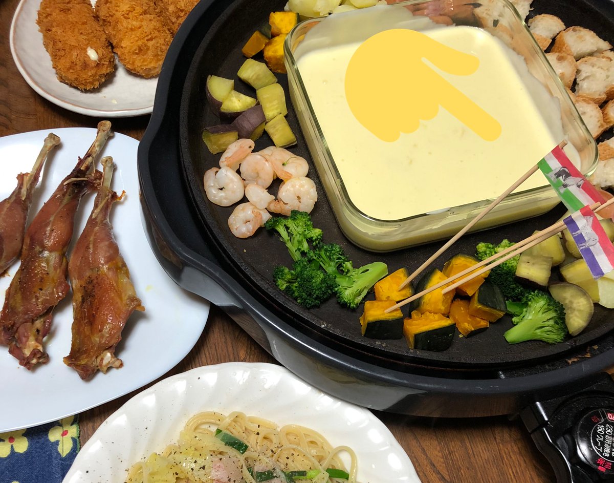 みぃ On Twitter 今年のクリスマスはキジのグリルとチーズフォンデュと和風パスタとクリームコロッケ 冷食 チーズフォンデュの竹串をマステでオシャレに マステデザインはひいさん Basanchi Hii お絵描き大賞典