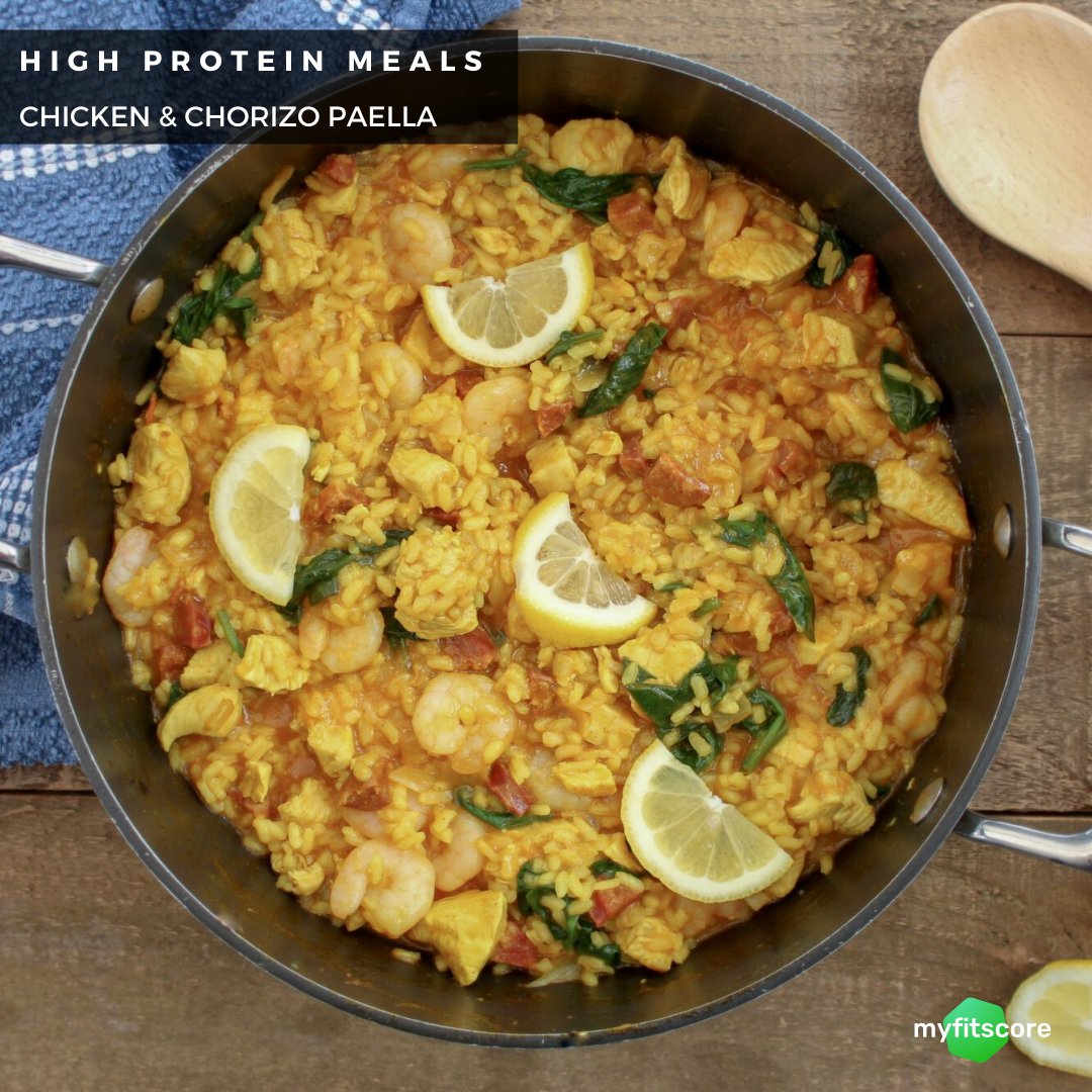 MyFitScoreApp's tweet image. Check out this delicious recipe for high protein chicken &amp;amp; chorizo paella! Head over to our Instagram or Facebook page to get the recipe and try it for yourself 😋