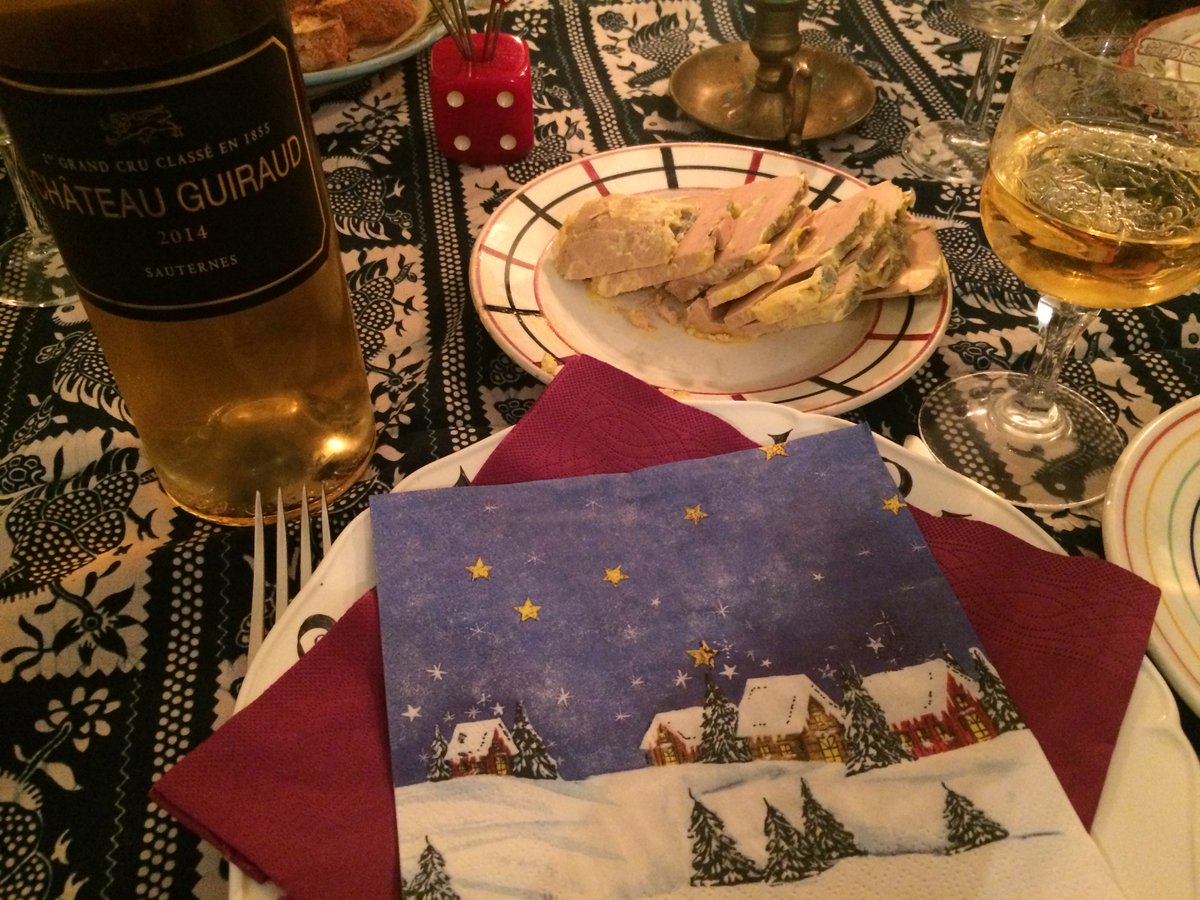 thewinetattoo's tweet photo. #HappyChristmas everyone @winewankers @JMiquelWine @CHARLIEWINES @TheSavvyChef1 @pietrosd @MacCocktail @muladhara @JeremyPalmer7   from #Paris with very #French meal of luscious 2015 #GrandCruClasse #Sauternes with #FoeiGras then some deliciously garlicky #Escargots https://t.co/nEZ8AkOTTQ