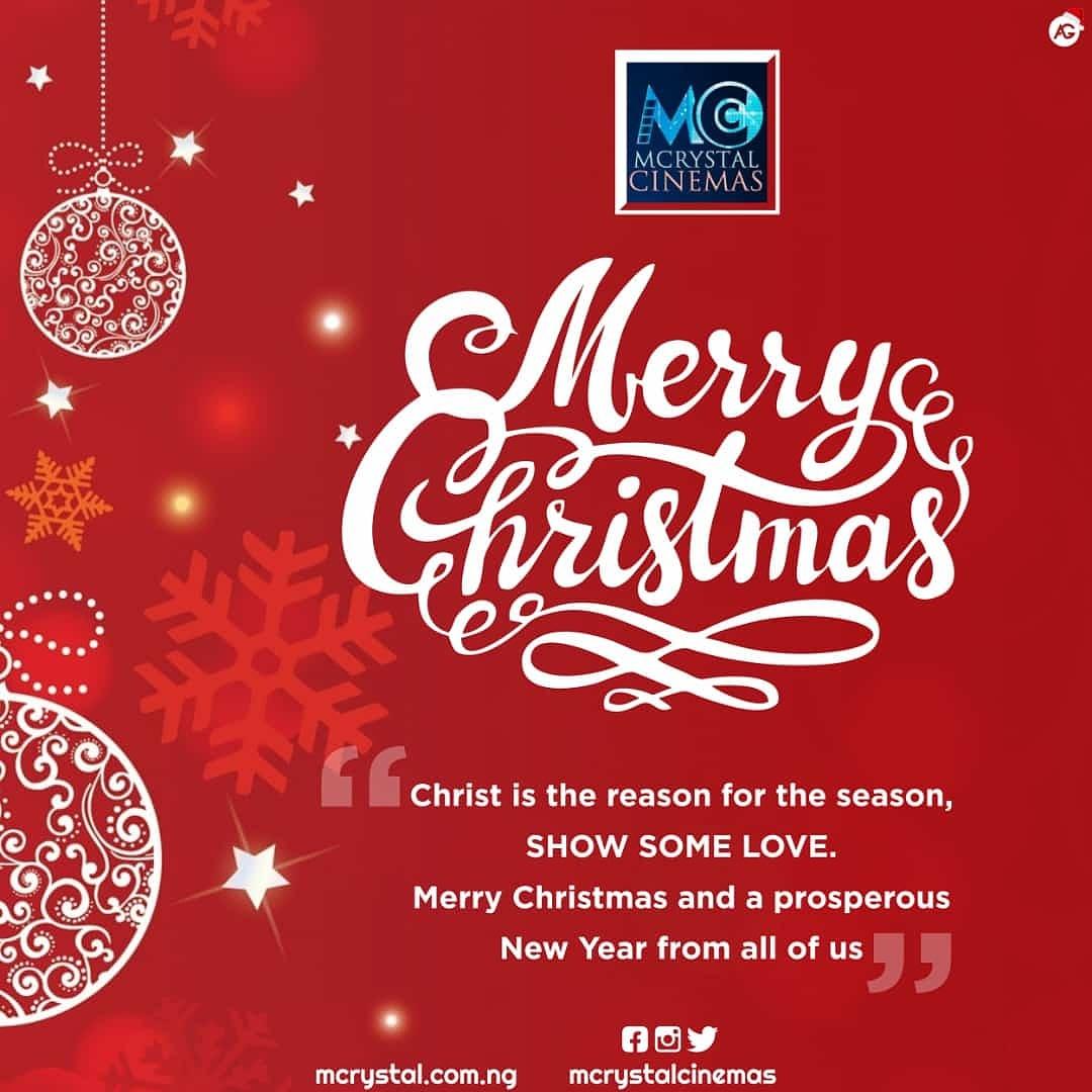 mcrystalcinemas's tweet photo. A WONDERFUL CHRISTMAS TO YOU OUR #mcrystal FAMILY from all of US.
VISIT us:
#OYO
#survivalofjelili 4pm
#Merrymen2 6pm
#YourExcellency 8pm
.
#ABEOKUTA & #IJEBU
#Muna 2pm
#survivalofjelili 4pm
#kpali 6pm
.
@AUCHI
#Muna 2pm
#kpali 4pm
.
#mcrystalcinemas #merrychristmas #happynewyear https://t.co/EnnWAVgzZ9