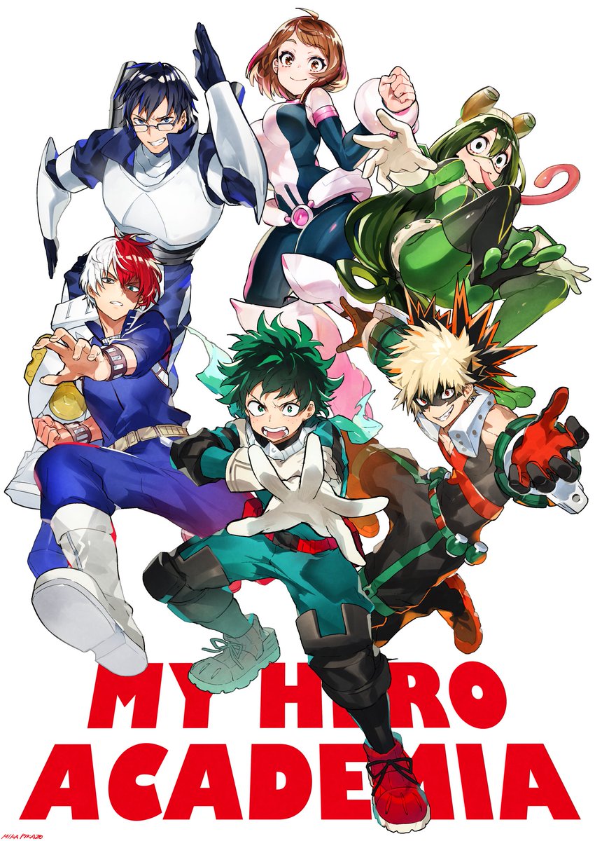 蛙吹梅雨 ,爆豪勝己 ,緑谷出久 ,轟焦凍 ,麗日お茶