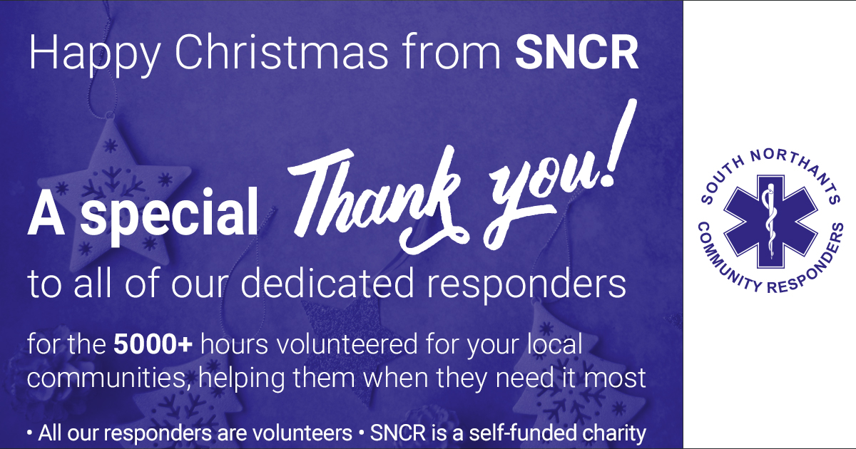 SNCResponders's tweet photo. Happy Christmas from South Northants Community Responders.
We would like to thank all of our volunteers for the work they have put into the scheme this year. Without our volunteers this scheme could not run. - la  @EMAS_CFR  #volunteering #SNCR https://t.co/o3v6elaPQw