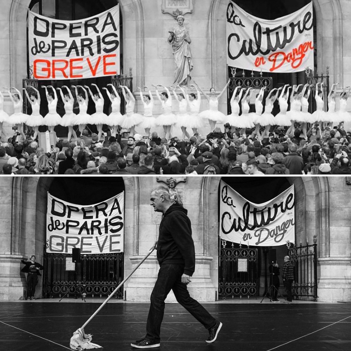 cortestorrea's tweet image. Les différents corps de ball(et)(ai) de l’opéra de paris manifestent .... (l’image fait le tour du monde) “l’opéra de paris est un théâtre, nos spectacles sont le fruit des efforts communs de toutes nos corporations” @operadeparis @BalletOParis #danse #culture @MinistereCC #arts