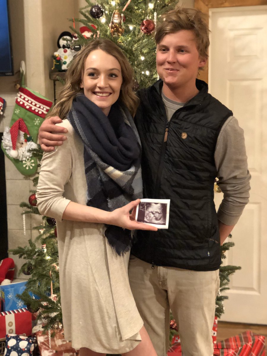Merry Christmas from baby McClain 👶🏼🎄 can’t unwrap this present until JULY 2020! Thanks for stepping up and being the best thing for us! I love you Kevin 🙃😭❤️