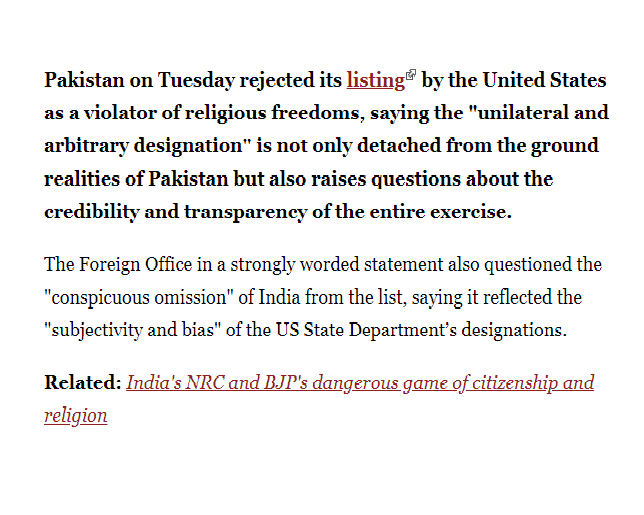 Darkeyeed's tweet photo. @USCIRF displayed an extremely unprofessional behavior by not adding #India on the list
Despite the resonating voices of oppressed #kashmiris n Muslims of India the organisation failed 2 notify the brutal religious discrimination that is being carried out in India
#CAA #CBA https://t.co/E5szp5rQz2