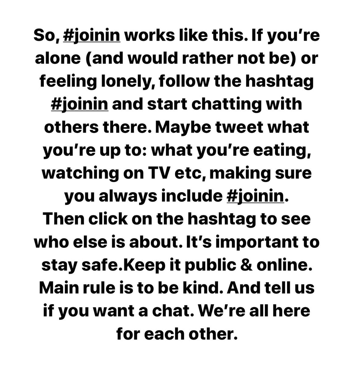 CQCpressoffice's tweet photo. If today is a difficult one for you and you need some company or to talk and share, then maybe take a look at @SarahMillican75's #JoinIn and please don't forget that @samaritans are always there to listen. https://t.co/oocX8cmof2