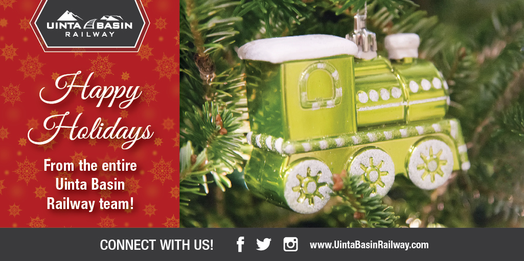 UintaBasinRWY's tweet photo. From the entire team at #UintaBasinRailway, we wish you a happy, healthy holiday season.
#UBRY #HappyHolidays https://t.co/qTtNRmScEJ