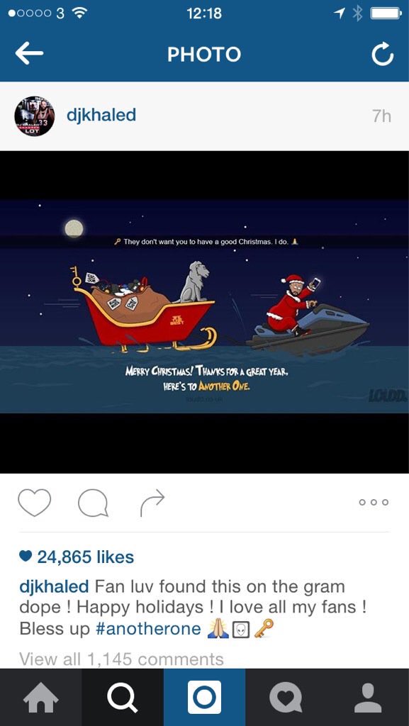 weareloudd's tweet photo. 2015 was the first year we put together a Christmas Card for our digital agency. It featured our favourite social media personality and meme of the year - @djkhaled.... And we woke up on Xmas day to see he had posted on his own Instagram https://t.co/9sKrAOoeRv