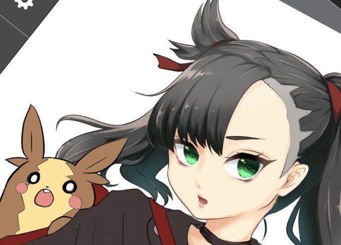 私、ポケモントレーナーのユウリ。こっちは1ヶ月前から描き始めて未だに描き終わらないマリィ 